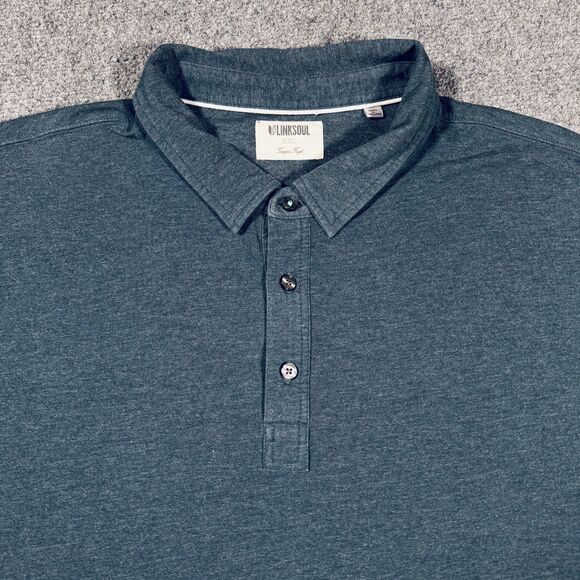 LINKSOUL Tempus Fugit Cool Gray Polo Shirt Organic Men's XXL 2XL - Picture 1 of 6